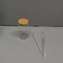 sungwoo 4PCS Glass Cups with Bamboo Lids and Straws, 16OZ Ice Coffee Cup, Drinking Cup set with Wooden Lids, Home Essential Glass Tumblers for Beer, Cocktail, Tea and Latte Clear