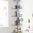 Corner Shower Caddy Tension Pole 4 Tier Adjustable Stainless Steel Shower Shelf for Inside Shower Bathtub Shampoo,Standing Bathroom Organizer Shelves with 39 to 113 inch Height