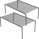 iPEGTOP Kitchen Cabinet Storage Shelf Rack, Set of 2 Large (15.7 x 9.4 Inch) Rustproof Metal Wire Shelves Spice Shelf Rack Cupboard Organizer for Pantries Countertops Utensils Organization, Black