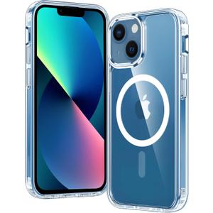 FNTCASE for iPhone 13 Mini Case: iPhone 12 Mini Magnetic Slim Clear Case | Military Grade Protective & Shockproof Drop Protection Anti-Yellowing Transparent Thin Cell Phone Cover (Clear)