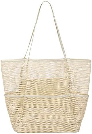 Tainehs Beach Bag - Mesh Tote Bag Beach Vacation Clothes for Women Pool Bag for Travel Pool Family Cruise Essentials 2026