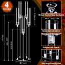Barydat 4 Pcs Acrylic Candelabra Centerpieces Clear Taper Candle Candlestick Holder Crystal 5 Arm Candlesticks Holder with Acrylic Shade Pillar Fit 0.87" LED Candle for Wedding Dinner Party (Clear)