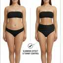Tempt Me Women's High Waisted Bikini Bottom Tummy Control Ruched Bathing Suit Swim Bottom (Black, S)