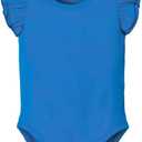 Magic Park Infant Girl Romper Baby Girls Solid Color Bodysuit Toddler Ruffle Jumpsuit Shirts Casual Tops Baptism Shirt (9-12 Months, Blue)