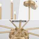 Yiisem Modern Farmhouse Gold Chandelier, 8-Light Rustic Candle Chandelier, Industrial Hanging Chandeliers for Dining Room, Kitchen, Foyer, Entryway, Living Room