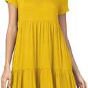 levaca Womens Summer Casual Dresses Beach Coverup Loose Short Sleeve T Shirt Dress 2025 Midi Outfit Sundress (Medium, Yellow)