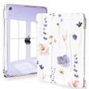 Feams Slim Case for iPad Air 11-inch M3 2025 / M2 2024, iPad Air 5th Generation 2022 / iPad Air 4th Generation 2020 10.9 Inch Case Clear Back with Pencil Holder & Auto Sleep, Purple Flowers