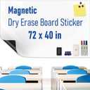 Large Magnetic Whiteboard Sticker Dry Erase Board for Wall - Adhesive Backing & No Ghosting 72" x 40" Dry Erase Board for Classroom Office Home Include Starter Kit