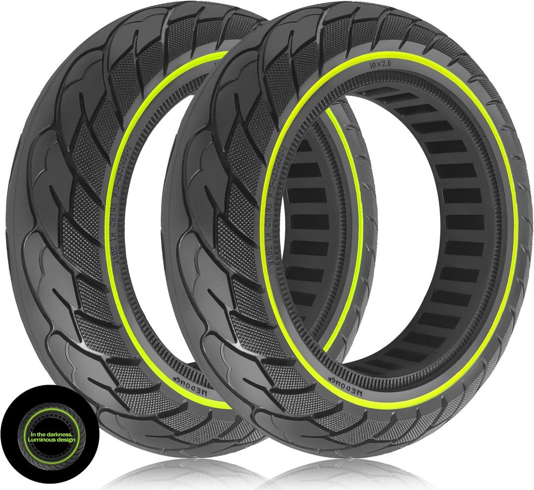 GYL 10 Inch Solid Tires, 60/70-6.5 Rubber Front Rear Tire Replacement for Gotrax Eclipse G5 Segway Ninebot MAX G30 G30P G30LP G2 Electric Scooter, 10x2.50-6.5 Tubeless Honeycomb Back Wheels 2pcs