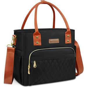 MIYCOO Lunch Bag Lunch Box Women - Leakproof Insulated Lunch Cooler Bag for Women - Large Lunch Tote Bags Adults, Black Orange (18L)