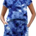 PrinStory 2 Piece Lounge Sets for Women Summer Outfits Short Sleeve Womens Short Sets Casual Matching Set (Blue, L)