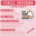 5 x (3PCS) Eat Sleep Football Repeat Sticker Funny Football Stickers Decals for Books Laptops Tumblers Scrapbooks Water Bottbles, Waterproof Vinyl Decal for Football Players Team, 3 x 2.5 Inches