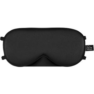 ALASKA BEAR Sleep Mask 2 Straps, Mulberry Silk, Twin Thin Elastic Bands Stay Put All Night, Smooth Eye Mask Two Adjustable Head Strings and Nose Baffle (Black)