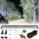 Auxbeam 50 Inch LED Light Bar 288W, 5D Lens Waterproof Off Road Driving Lights, 28800 Lumens Double Row Spot Flood Combo Fog Light Work Light with Wiring Harness for Pickup Trucks SUV ATV UTV Boat