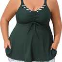 Summer Mae Plus Size Swimsuit for Women Tankini Two Piece Bathing Suit with Capris Pockets Short High Waist Swimwear Coconut Tree 22 Plus