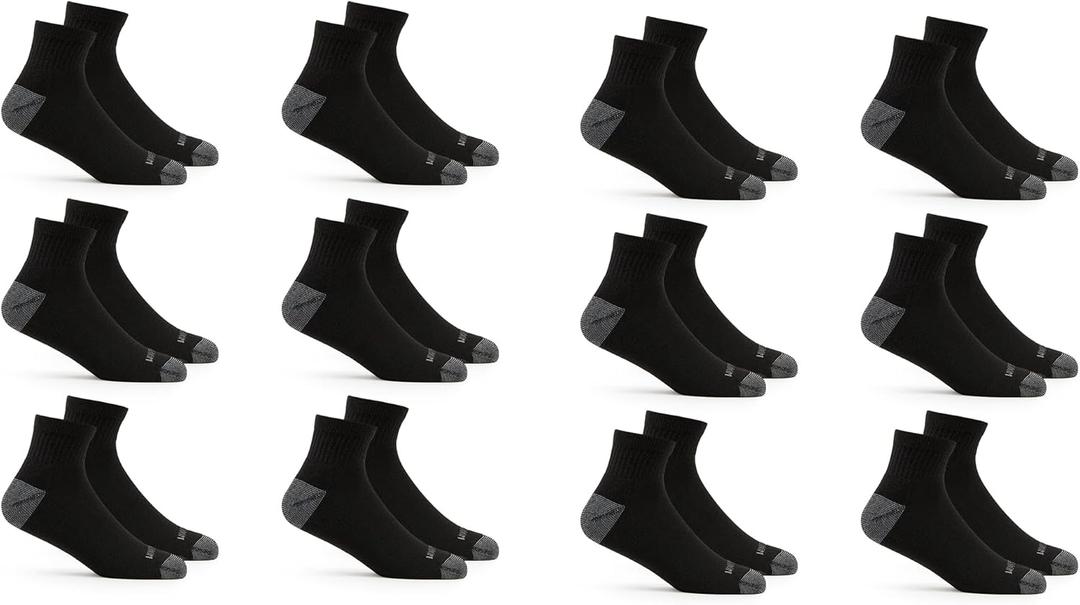 Fruit of the Loom Mens Dual Defense Ankle Socks (12 Pack) (Black)