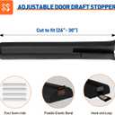MAGZO Door Draft Stopper, 30 Inch Adjustable Under Door Gap Filler, Fits 26'' - 30'' Bottom Widths, Seals Gaps up to 1.7", Soundproof Sweep Blocks Air, Noise, Light, Dust- Black