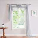 LinenZone Silver Window Scarf Valance in 216 Inch Size. Use Window Scarves as Canopy Bed or Backdrop Curtains, Curtain Scarf, or Sheer Fabric for Draping. (Amazing 55 x 216, Silver)