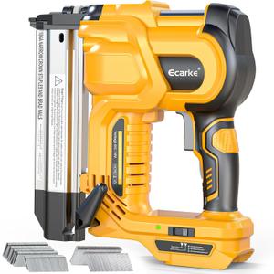 Cordless 2" Brad Nailer Compatible with DeWalt 20V Battery(No Battery), Ecarke 2 in 1 Electric Nail Gun Staple Gun with 18GA Nails/Staples, Battery Power Nail Gun for Trim Wood Crafting Home Carpentry