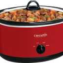 Crock-Pot 8-Quart Manual Slow Cooker, XL Family Size Serves 10+ People, Removable Stoneware with Warming Setting, Dishwasher Safe for Easy Cleanup, Red