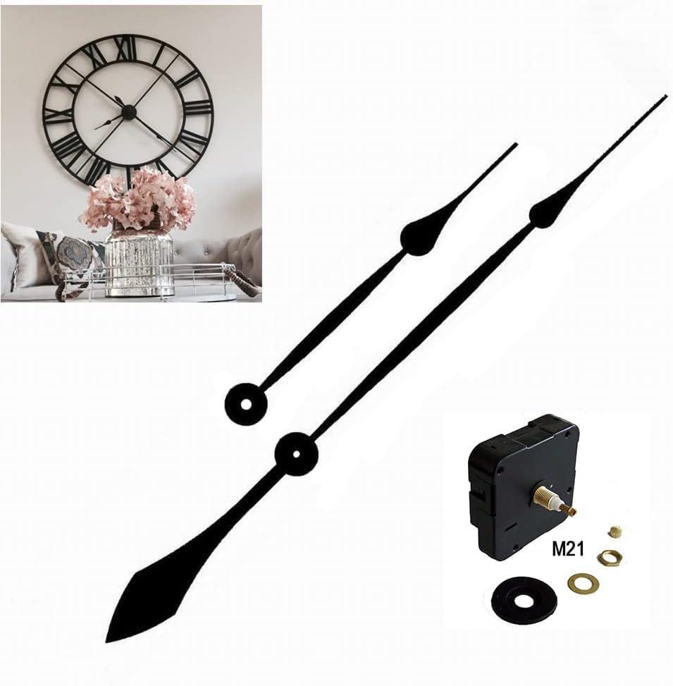 High Torque Clock Movement Mechanism Kit with 17.75" Minute Hand (Center to Tip)  23.81" Total Length  Quiet Non-Ticking Replacement for Large Wall Clocks, DIY Repair, Black