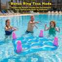 2 in 1 Pool Toys Games Set Inflatable Pool Float with 10 Balls & 8 Rings Tic-Tac-Toe Pool Games for Adults Kids, Fun Summer Party Beach Outdoor Yard Pool Game, Blue