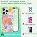 IYH for iPhone 16 Pro Case with 3 Interchangeable Magnetic Back Covers, Military-Grade Protection | Wireless Charging Compatible, Floral Pattern, Green