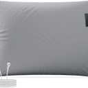 Grounding Pillowcase 20x30 Inch Gray, Conductive Grounding Pillowcase with 10% Silver Fiber, Soft, Skin-Friendly Fabric for Static Release (1Pack Queen)