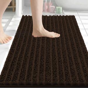 Arotive Luxury Bathroom Rugs 30x20, Extra Soft Thick Absorbent Shaggy Chenille Bath Rugs, Non-Slip Machine Wash Dry, Bath Mats for Bathroom Floor, Tub and Shower, Home Decor Accessories, Brown