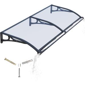 Awning for Door Entrance,40x60 Inch Awnings for Doors with Drainage Sink,Window Canopy Exterior with Aluminum Alloy Bracket,Solid Polycarbonate Cover,UV,Rain,Snow Protection for House,Porch,Patio,Deck