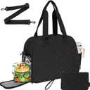 Lunch Tote Bag for Women, Quilted Puffer Work Purse with 15.3 Inch Laptop Compartment, for Office, Teacher, Nurse