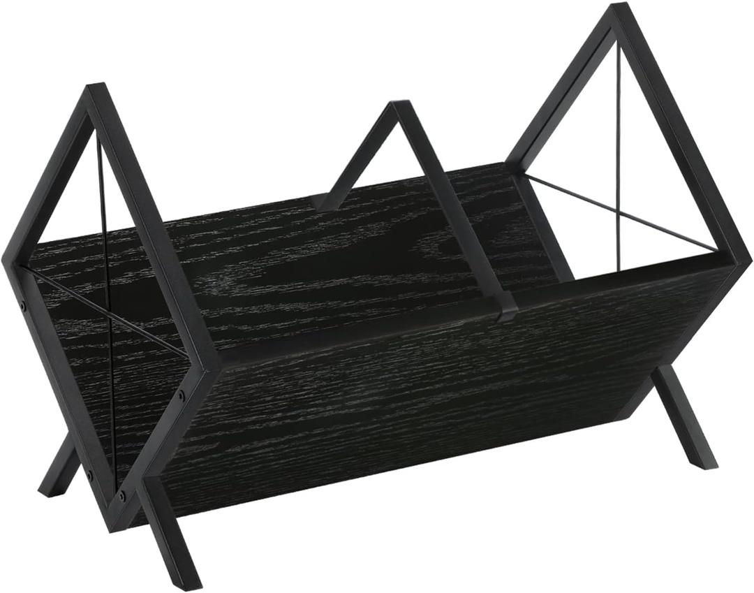 YINMIT Vinyl Record Holder - 80-100 LP Vinyl Record Storage Rack, Quick Assembly Display, Retro Style Organizer for Magazine, Book, Files, Albums (Black, 1 Tier)