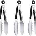 7" Small Kitchen Tongs Set of 3, Stainless Steel Ice Tongs Food Tongs, Mini Serving Tongs for Appetizers, Salad, Buffet (7", 3PCS)