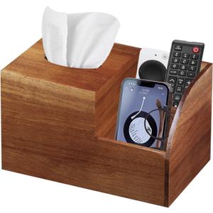 BIBELUN Square Tissue Box Cover,Multi-Functional Wood Tissue Box Holder with Storage Grid,Tissue and Remote Control Holder,Decorative Facial Tissue Cube Box Organizer for Desk,Nightstand,Bathroom (Brown) BIBELUN Square Tissue Box Cover,Multi-Functional Wood Tissue Box Holder with Storage Grid,Tissue and Remote Control Holder,Decorative Facial Tissue Cube Box Organizer for Desk,Nightstand,Bathroom (Brown)
