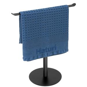 Haturi Hand Towel Holder for Bathroom, Freestanding T-Shaped Hand Towel Stand, Black Metal Countertop Towel Rack for Bathroom, Kitchen & Vanity