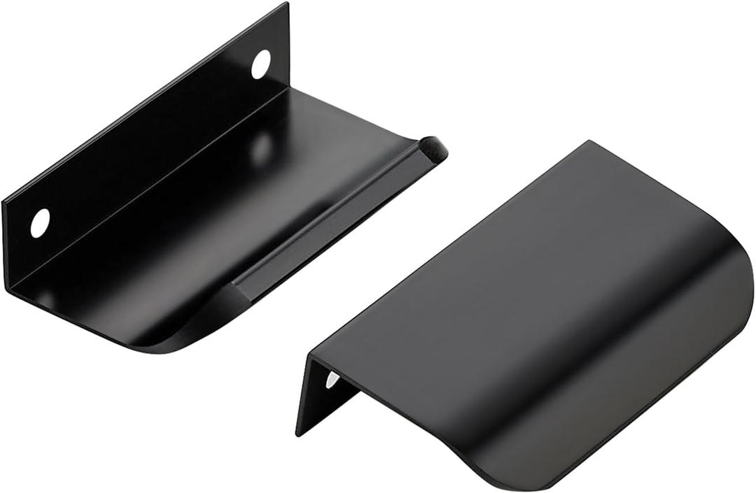 Ravinte Hardware 20 Pack Black Cabinet Handles, 3 Inch (76mm) Finger Edge Pulls, 2 Inch Hole Center, Finger Pulls for Cabinets