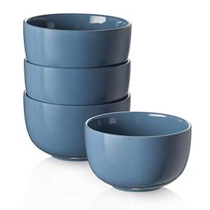 DOWAN 5.8" Deep Soup Bowls & Cereal Bowls - 30 Ounces Large Bowls Set of 4 for Kitchen - Ceramic Bowls for Cereal, Soup, Oatmeal, Salad, Ramen, Noodle, Rice - Dishwasher & Oven Safe (Airy Blue)