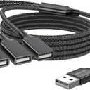 MOGOOD USB 2.0 Multiport Adapter & Splitter - 2M USB Extension Cord for Charging, Data Transmission, Hard Drive, MacBook, Laptop (Dark Black)
