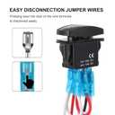 High Low Beam Headlights Rocker Switch, ON Off ON DPDT 7 Pins, 20A 12V 10A 24V DC, with Jumper Wires for Car Boat Truck RV SUV ATV UTV Trailer, Blue