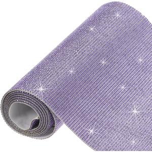 MECCANIXITY 40500 Pcs Bling Crystal Rhinestone Sheet Self-Adhesive Rhinestone Diamond Gems Sticker 39.4 x 7.9 Inch DIY Car Decoration Sticker for DIY Car Phone Clothing Craft Purple
