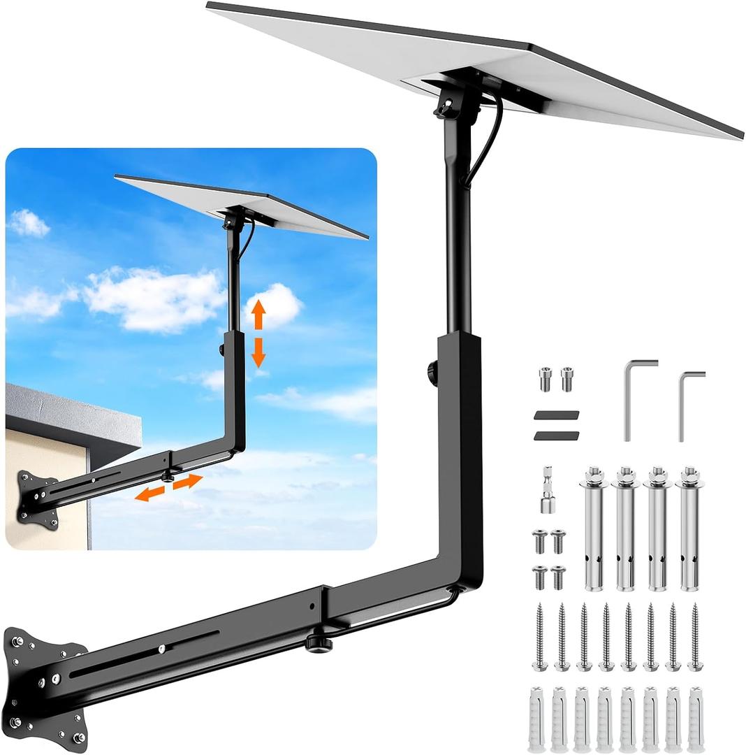 Extra Long Mount for Starlink, Adjustable Gen 3 Long Wall Mounts for Starlink with Telescoping Support Arm, Weatherproof for Concrete Walls and Wood Walls, for Starlink Standard 4/4X