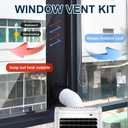 Nuanchu Portable Air Conditioner Window Vent Kit Sliding Window Seal Kit with Drawstring and Adhesive 10 x 40~64 inch Length Adjustable Fastener AC Vent Sealing Cloth for Dryer Hose(Black)