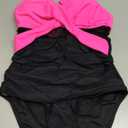 Blooming Jelly Womens One Piece Swimsuit Metal Modest Tummy Control Bathing Suit Slimming Full Coverage Mesh Swim Suits (Small, Black Pink)