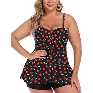 Avidlove Two Piece Bathing Suits Tankini Swimsuits for Women Ruffled Flounce Top with Bikini High Waisted Bottom Cherry L Avidlove Two Piece Bathing Suits Tankini Swimsuits for Women Ruffled Flounce Top with Bikini High Waisted Bottom Cherry L