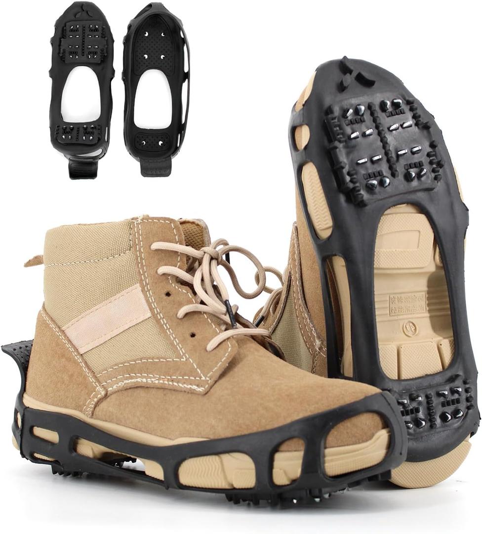 Ice Snow Traction Cleats Crampons, 28 Teeth Snow Spikes for Shoes and Boots, Rubber Anti Slip Ice Snow Grippers, Ice Cleats for Walking On Snow and Ice, Hiking, Climbing (M(Men:5.5-7/Women:7-8.5))