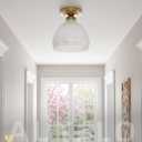 AUTELO 2 Pack Milk Glass Ceiling Light, Gold Semi Flush Mount Ceiling Light, 8.19 inch