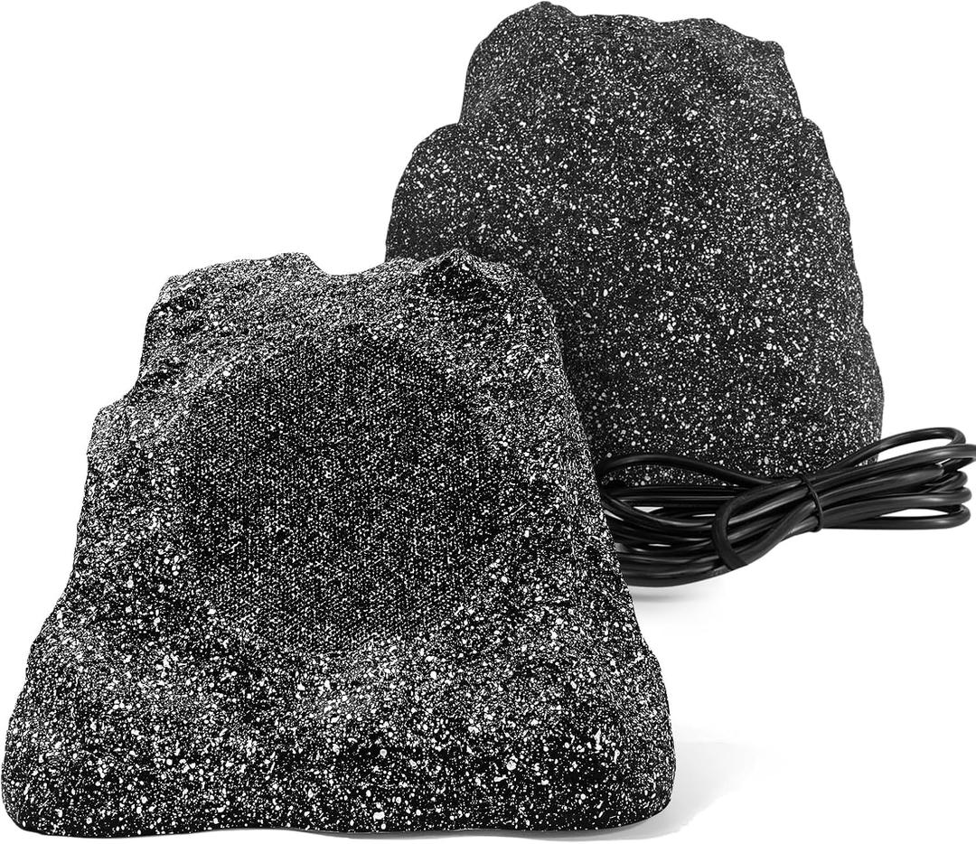 Herdio 8" Outdoor Rock Bluetooth Speakers IPX7 Waterproof 600 Watt Resin Material All Weather for Deck Pool Backyard Patio Garden BBQ (1 Pair) (8 inch)