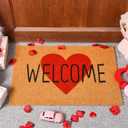 Ceenna Valentine's Day Doormat Outdoor Valentine's Heart Coir Doormat with Non-Slip Backing Red Heart Valentines Day Mat Front Porch Rug Outside Door Mat for Home Entrance Decor, 16 x 24 Inches