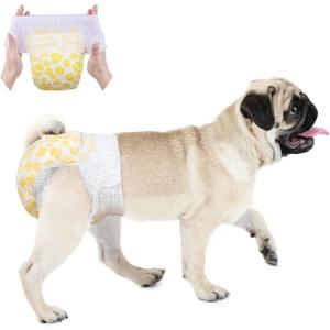 Dono Dog Diapers Female, Disposable Full Wrap with Stretchy Waist, 360 Leak-Proof, Absorbent, Heat Period Doggie Diapers for Small and Large Dogs for Heat, 14 PCS