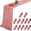 12 Pack 10 Ft Dusty Cedar Rose Cheesecloth Table Runner Gauze Cheese Cloth for Dusty Pink Bridal Baby Shower Wedding Decor ( 35 x 120 Inch )